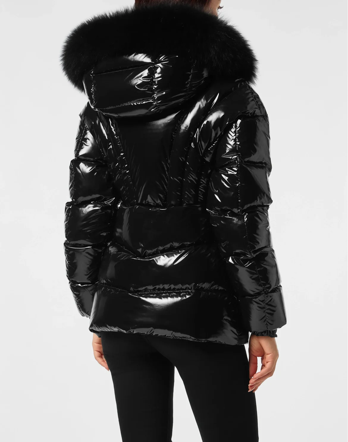 Nylon Medium Down Jacket Multicutting, цвет: Черный