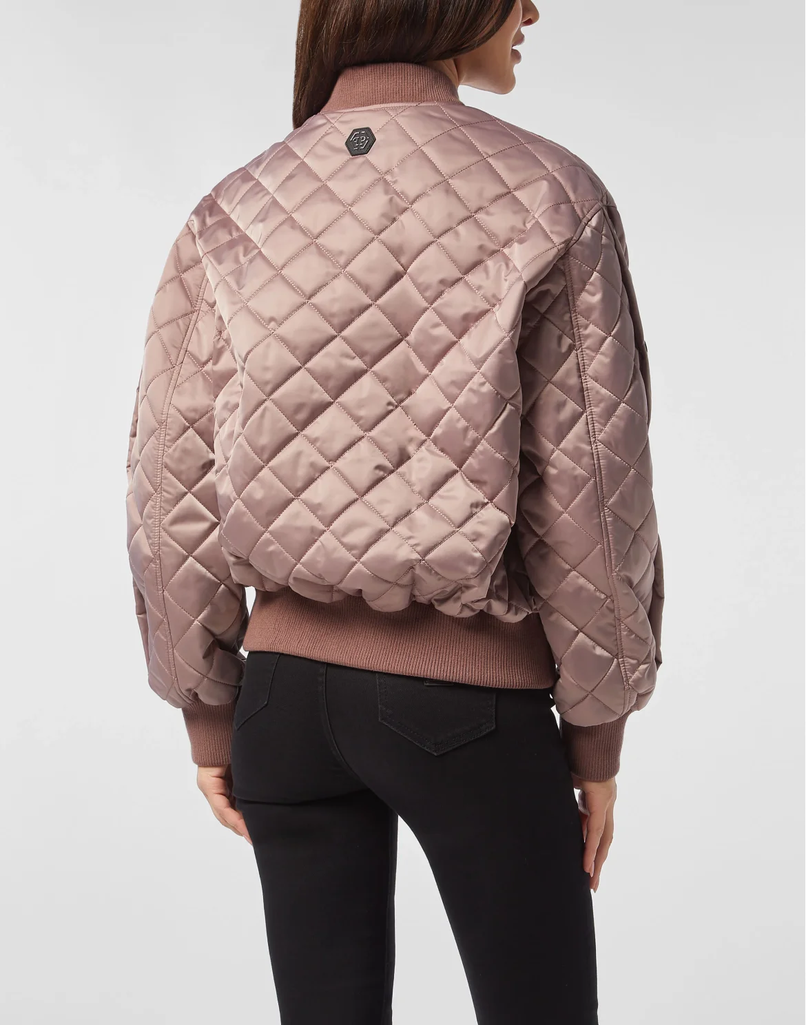 Nylon Oversize Bomber Matelasse Diamond Signature, цвет: Розовый