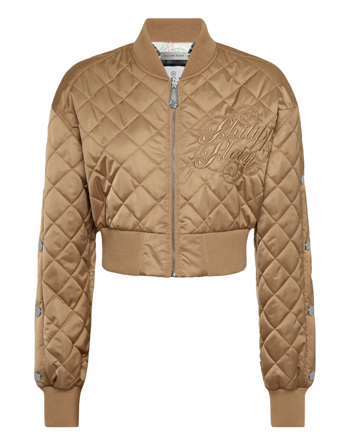 Nylon Cropped Oversize Bomber Matelasse Diamond Signature, цвет: Бежевый