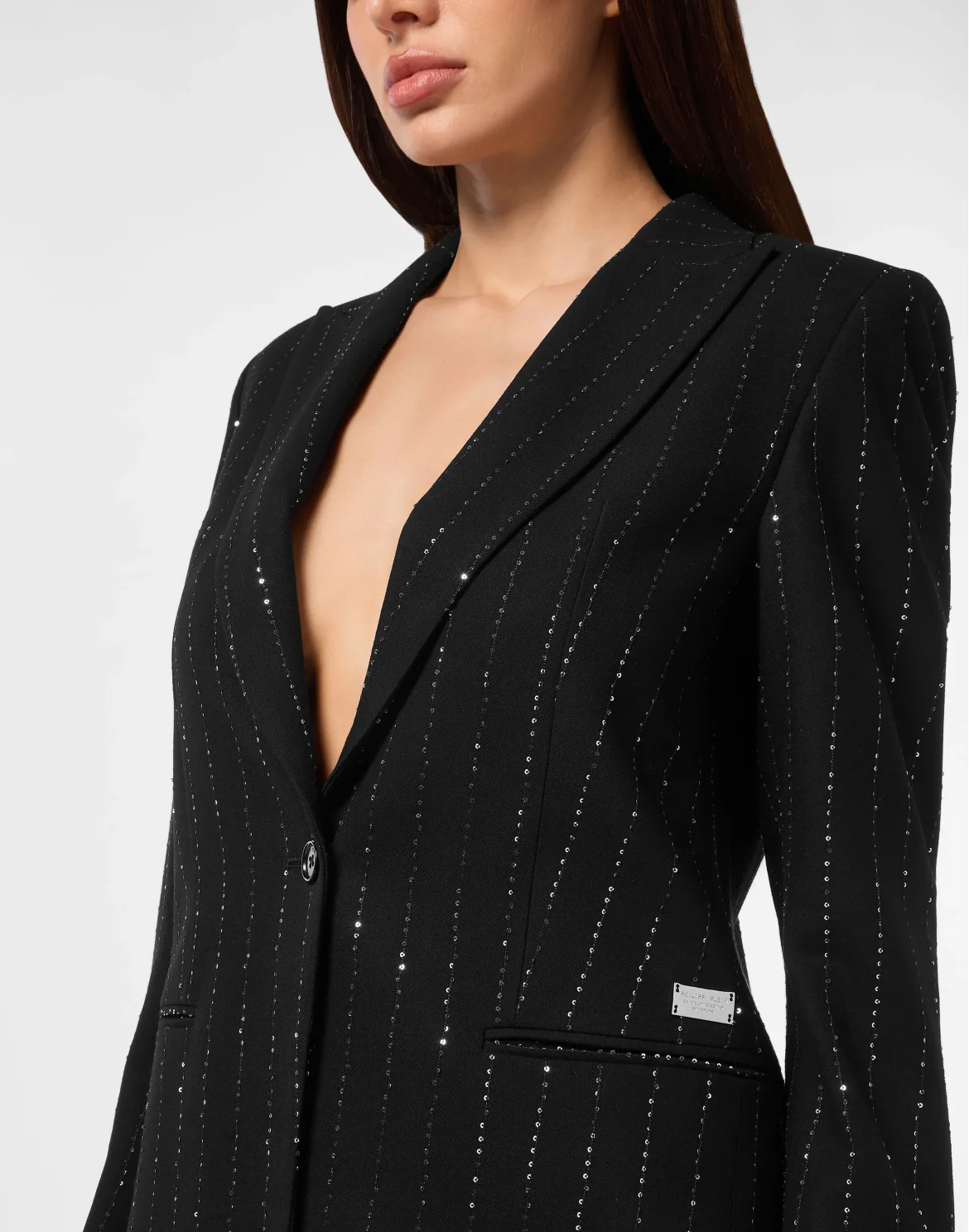 Paillettes Boyfriend Fit Blazer, цвет: Черный
