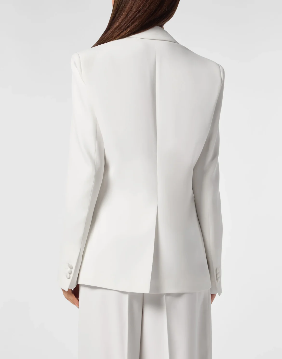 Crepe and Satin Double-Breasted Blazer Dame, цвет: Белый