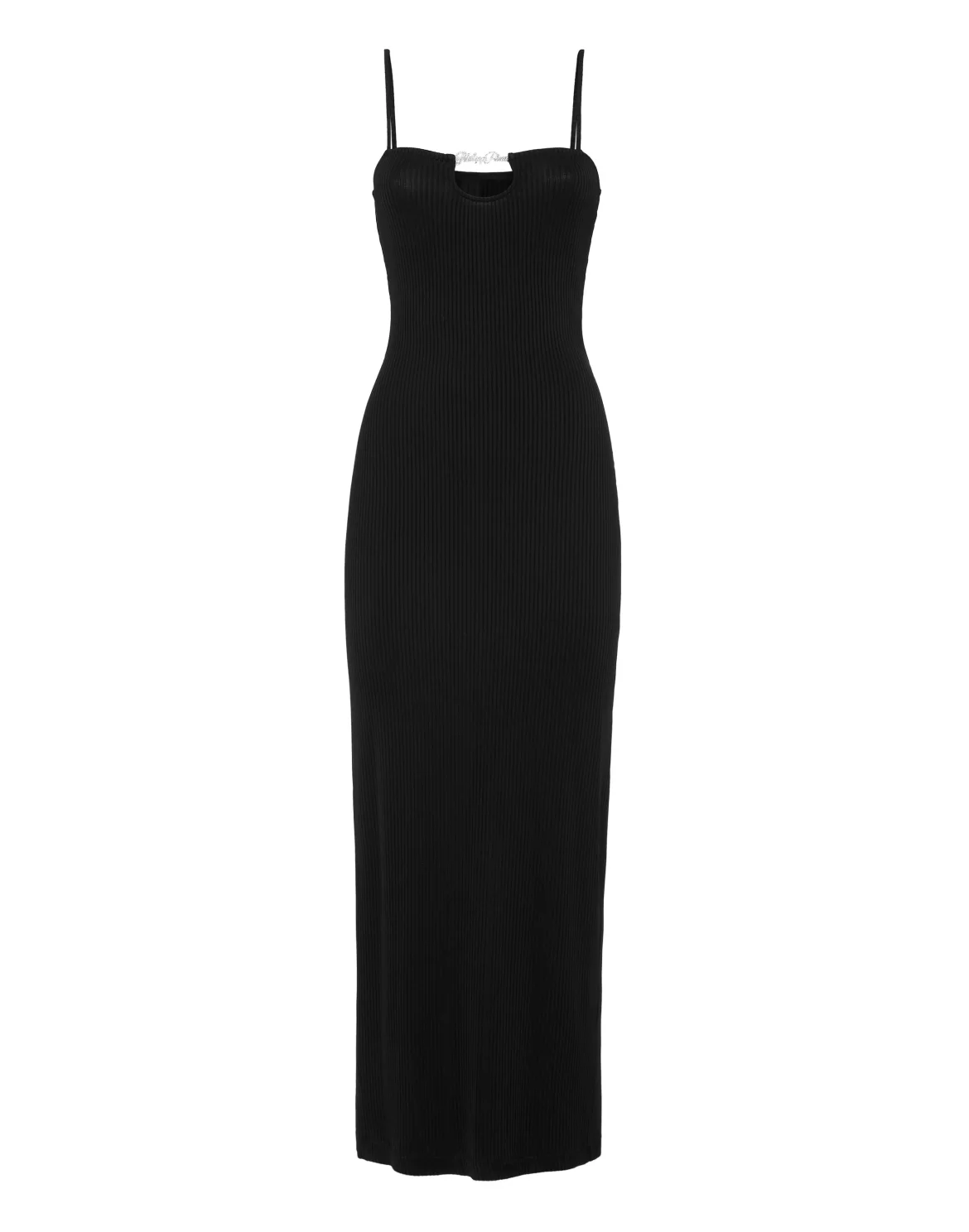 Rib Straight Across Midi Dress, цвет: Черный