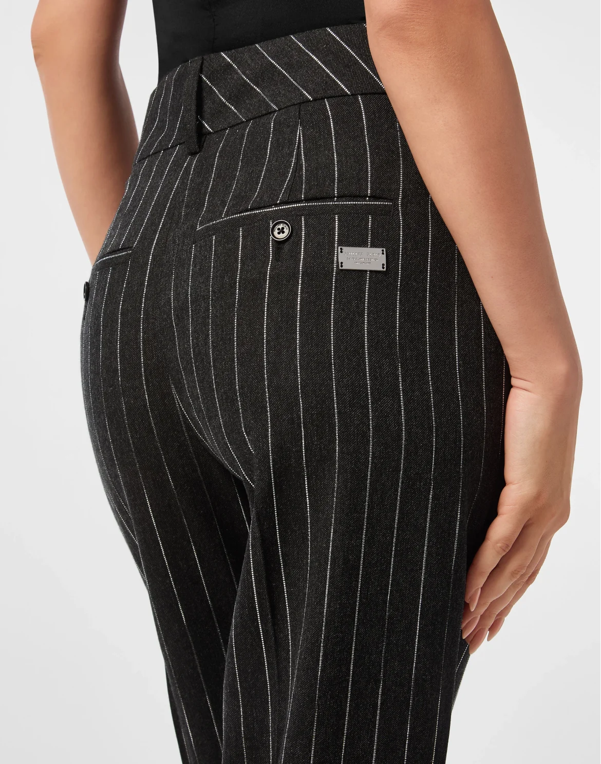 Pinstriped Straight Lady Trousers, цвет: Серый