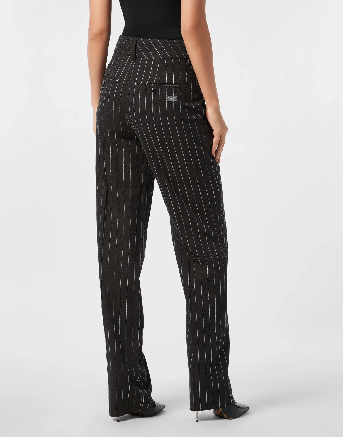 Pinstriped Straight Lady Trousers, цвет: Серый