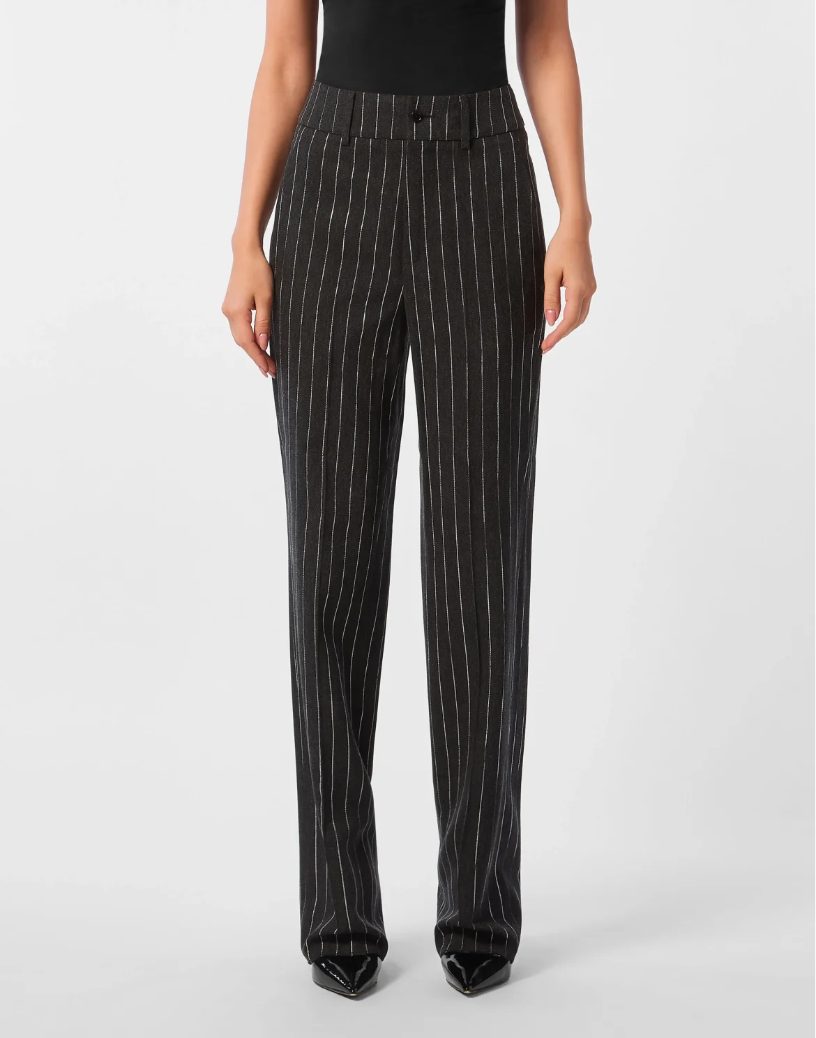 Pinstriped Straight Lady Trousers, цвет: Серый