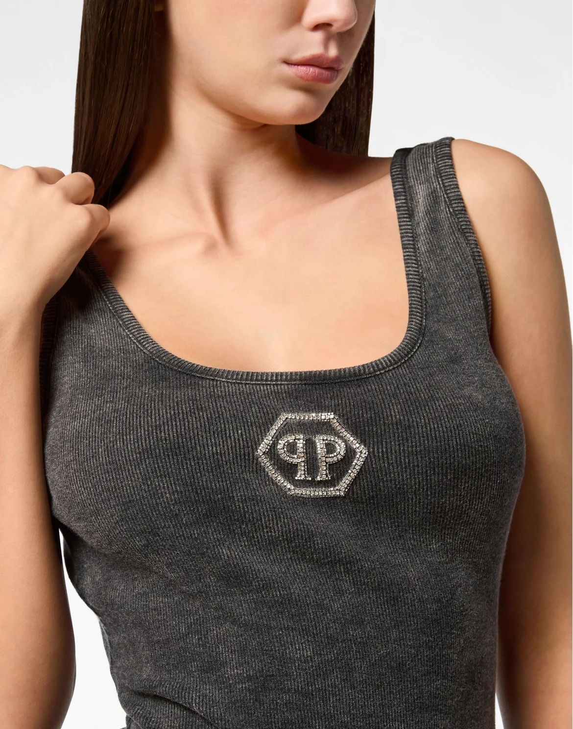 Rib Mini Tank Dress Hexagon, цвет: Серый