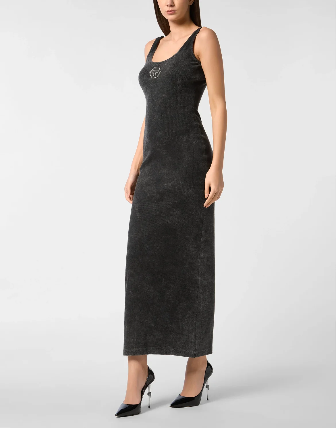 Rib Long Tank Dress Stones Wash Hexagon, цвет: Серый