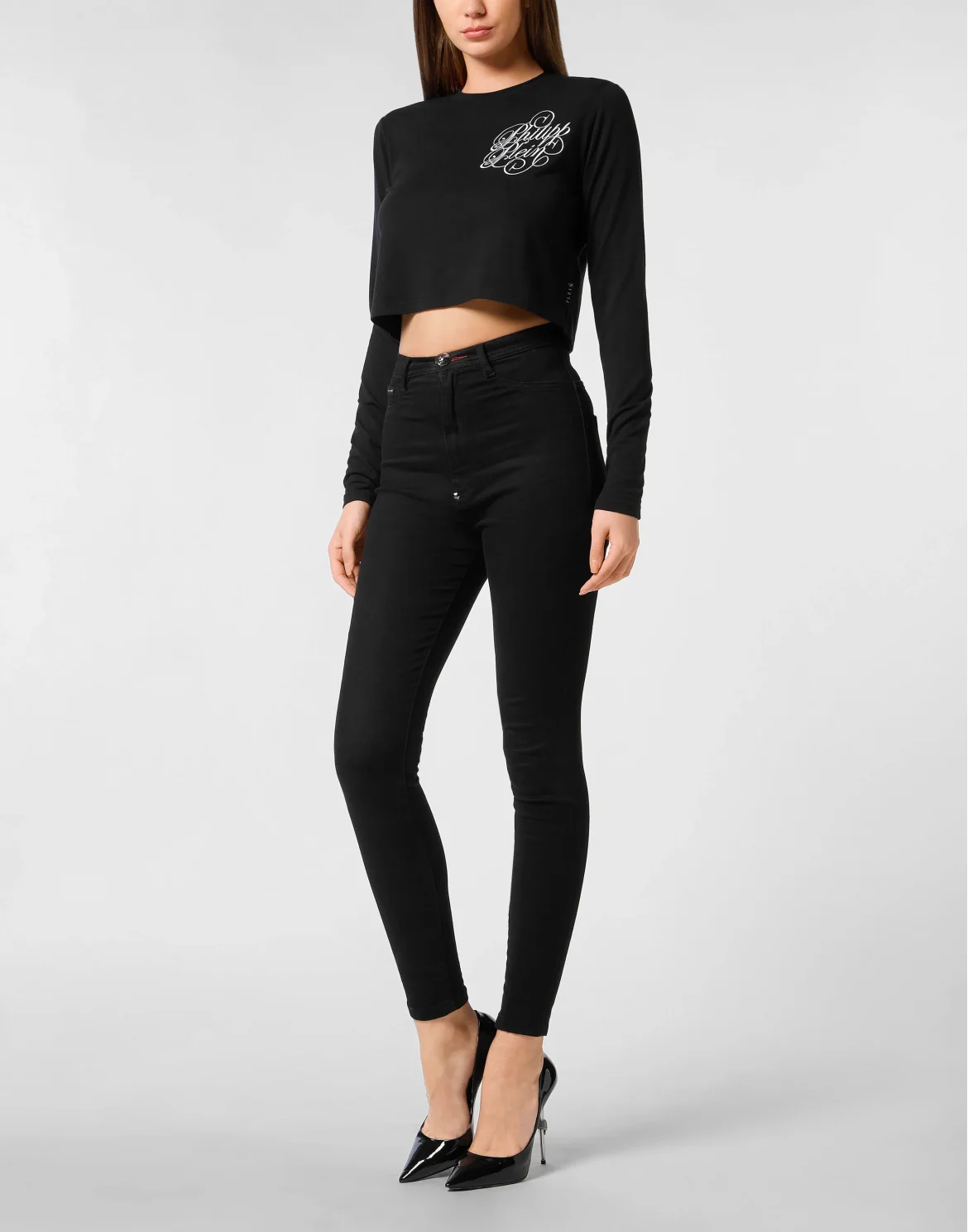Modal Long-Sleeved T-Shirt Round Neck Signature, цвет: Черный