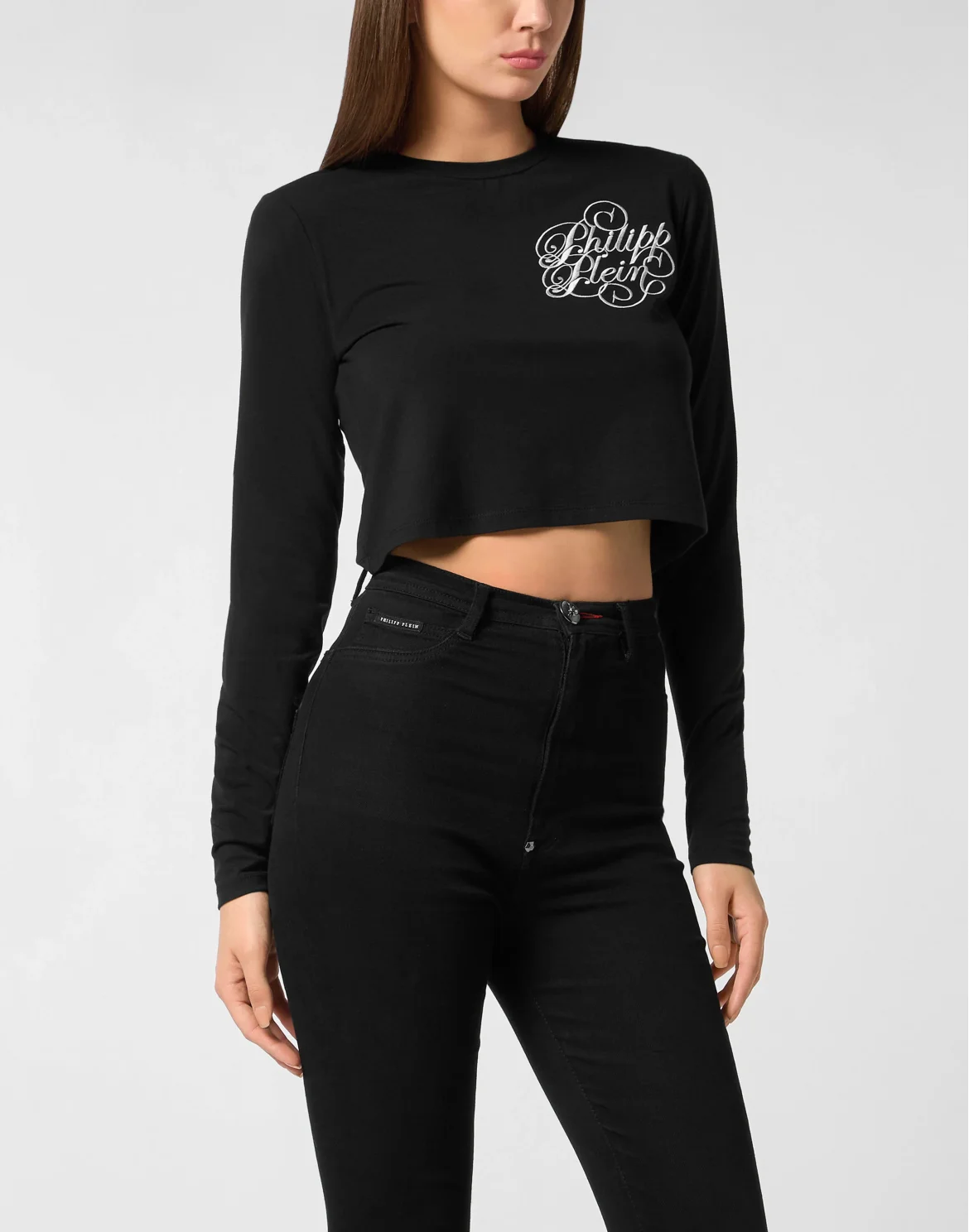 Modal Long-Sleeved T-Shirt Round Neck Signature, цвет: Черный