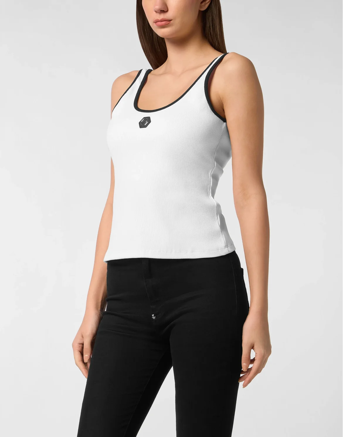 Cotton Rib Tank Top Hexagon, цвет: Белый