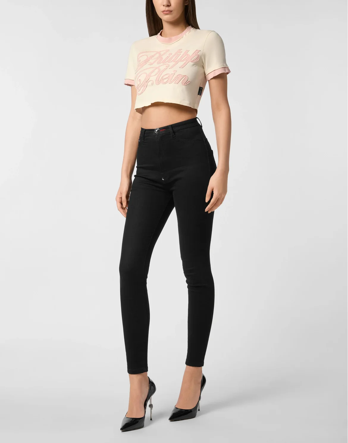 Cropped Fitted T-Shirt Patch Signature, цвет: Бежевый
