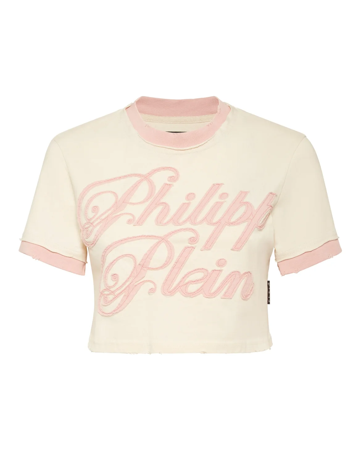 Cropped Fitted T-Shirt Patch Signature, цвет: Бежевый