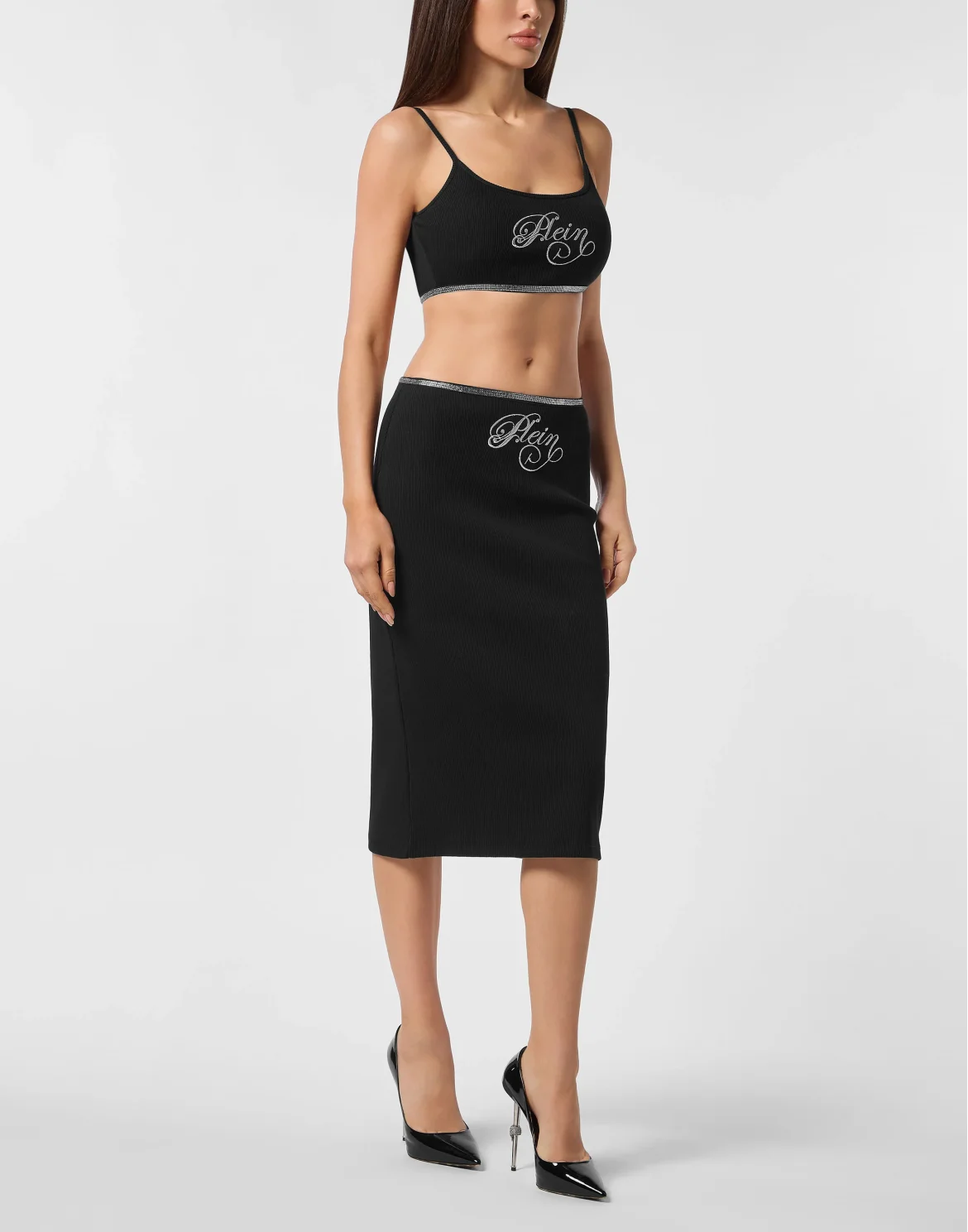 Mini Tank Top Elastic Strass Signature, цвет: Черный