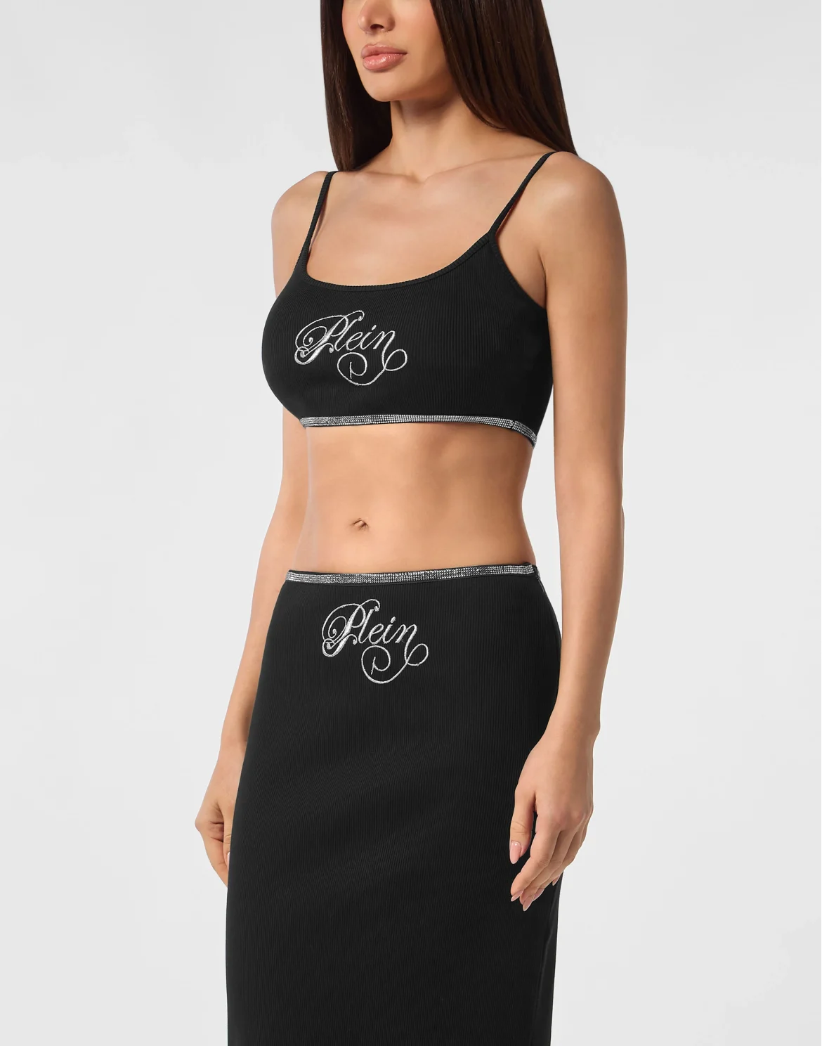 Mini Tank Top Elastic Strass Signature, цвет: Черный