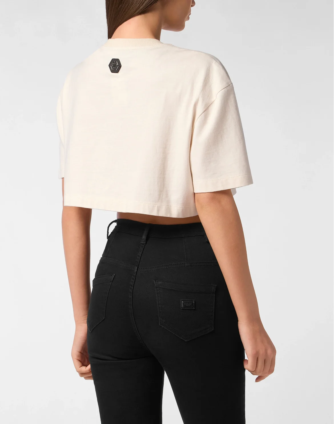 Cropped T-Shirt Crystal Signature, цвет: Бежевый
