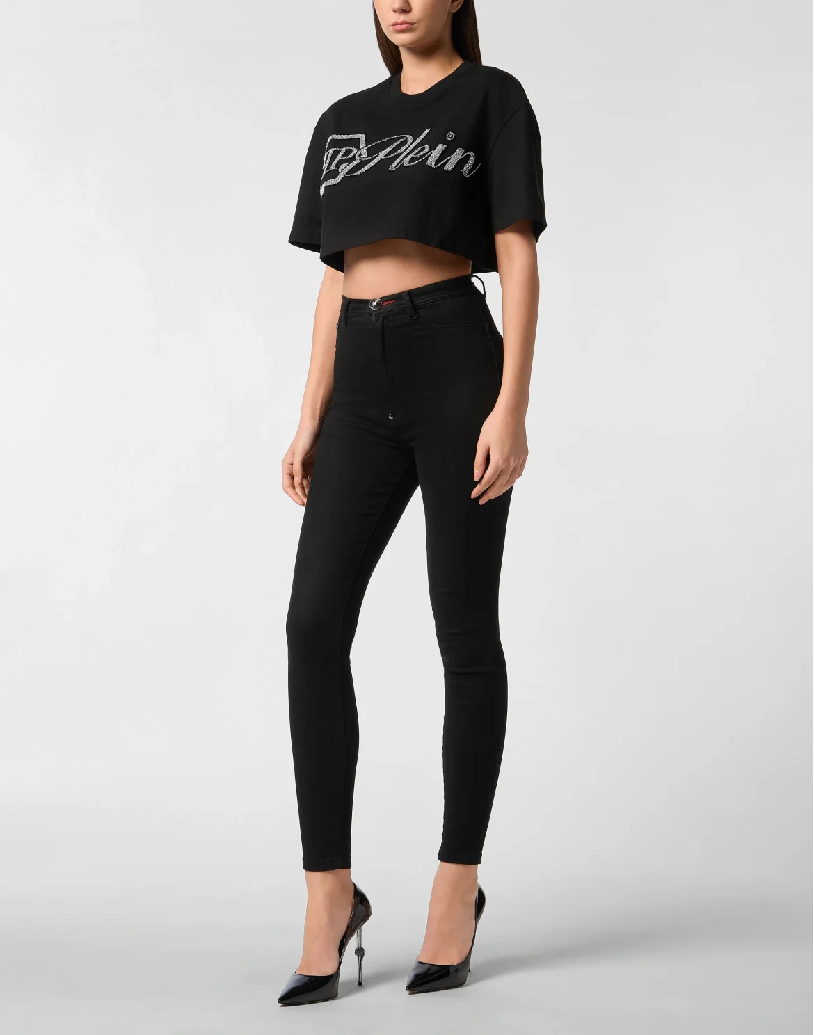 Cropped T-Shirt Crystal Signature, цвет: Черный