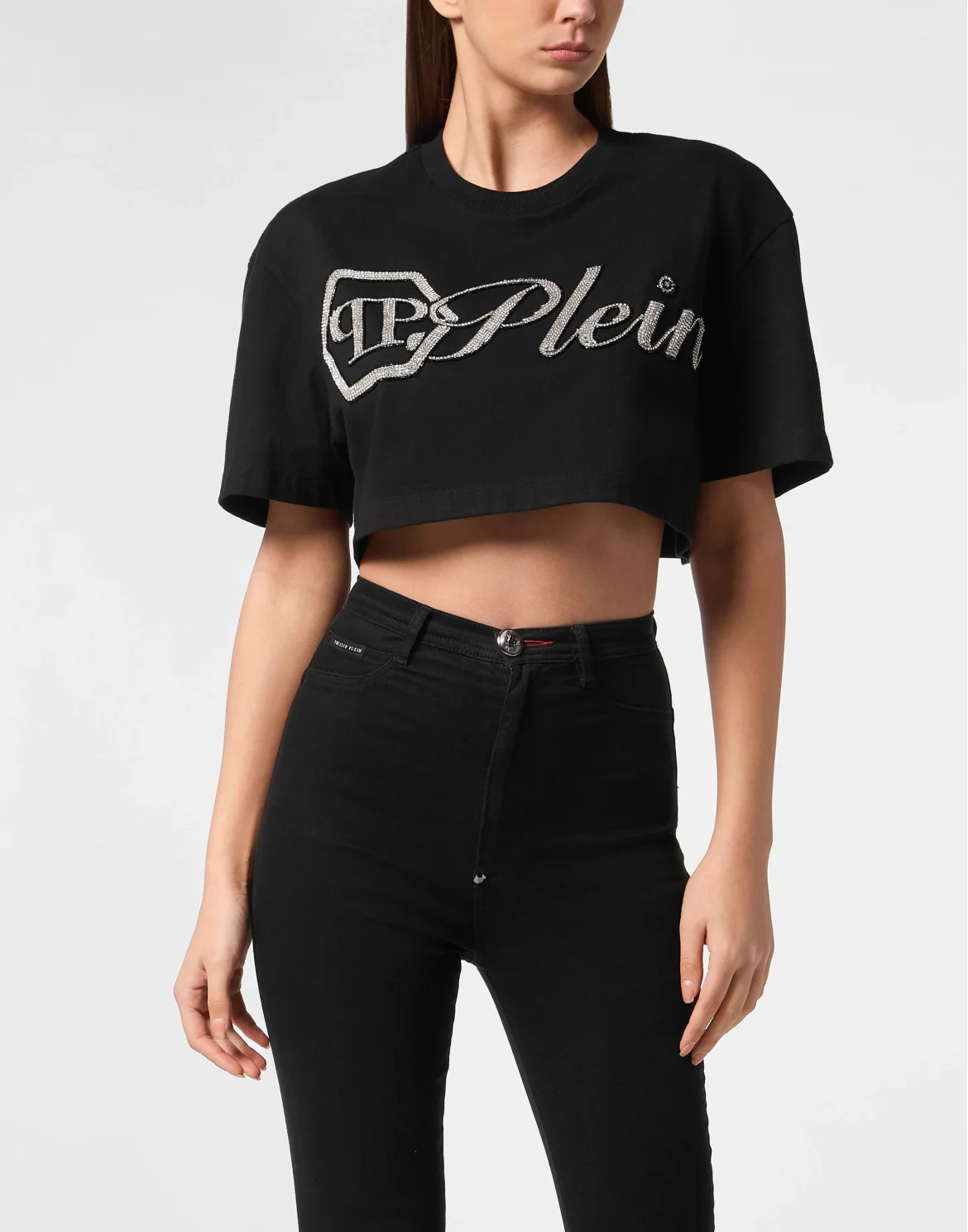 Cropped T-Shirt Crystal Signature, цвет: Черный