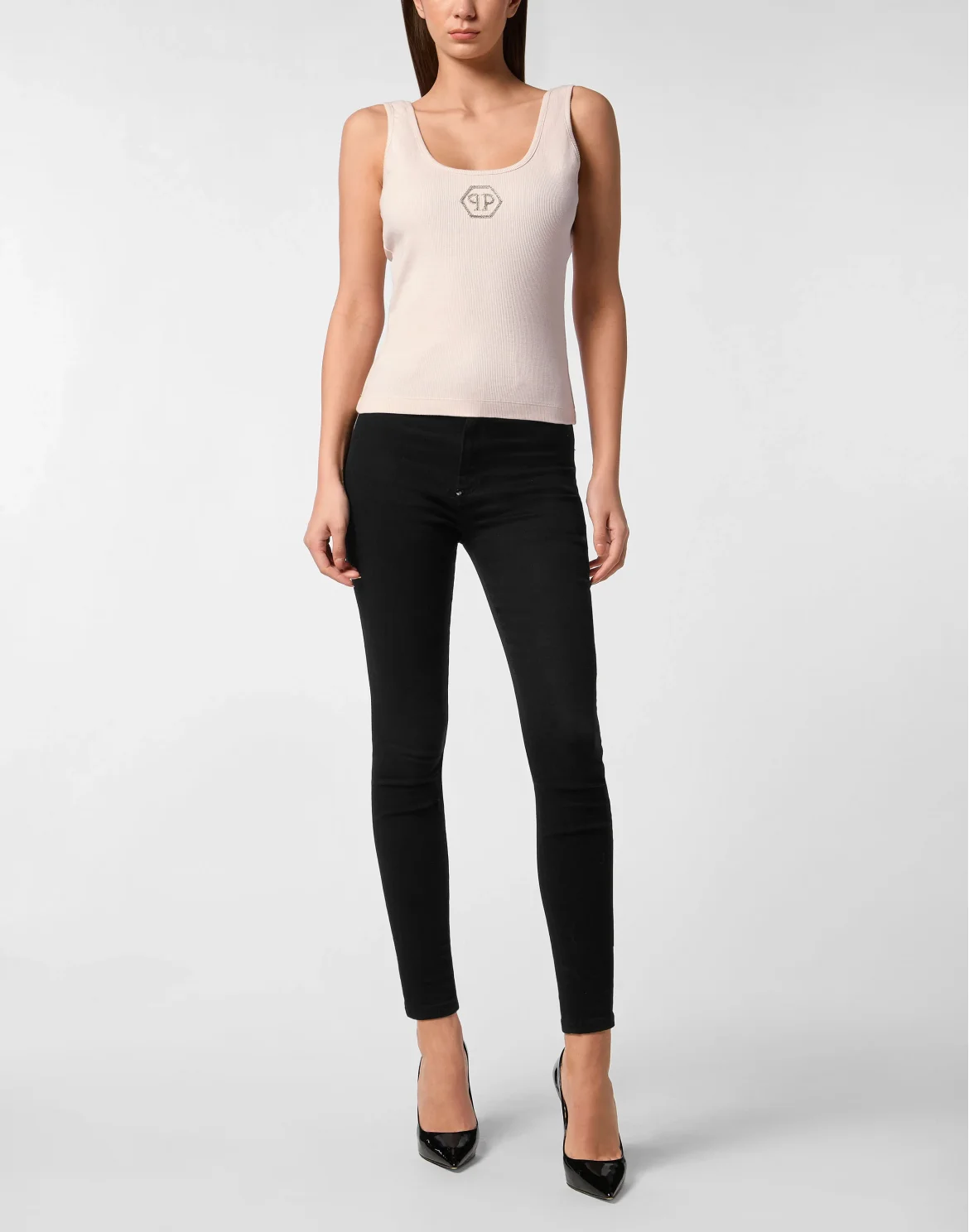 Rib Tank Top Stones Wash Hexagon, цвет: Бежевый