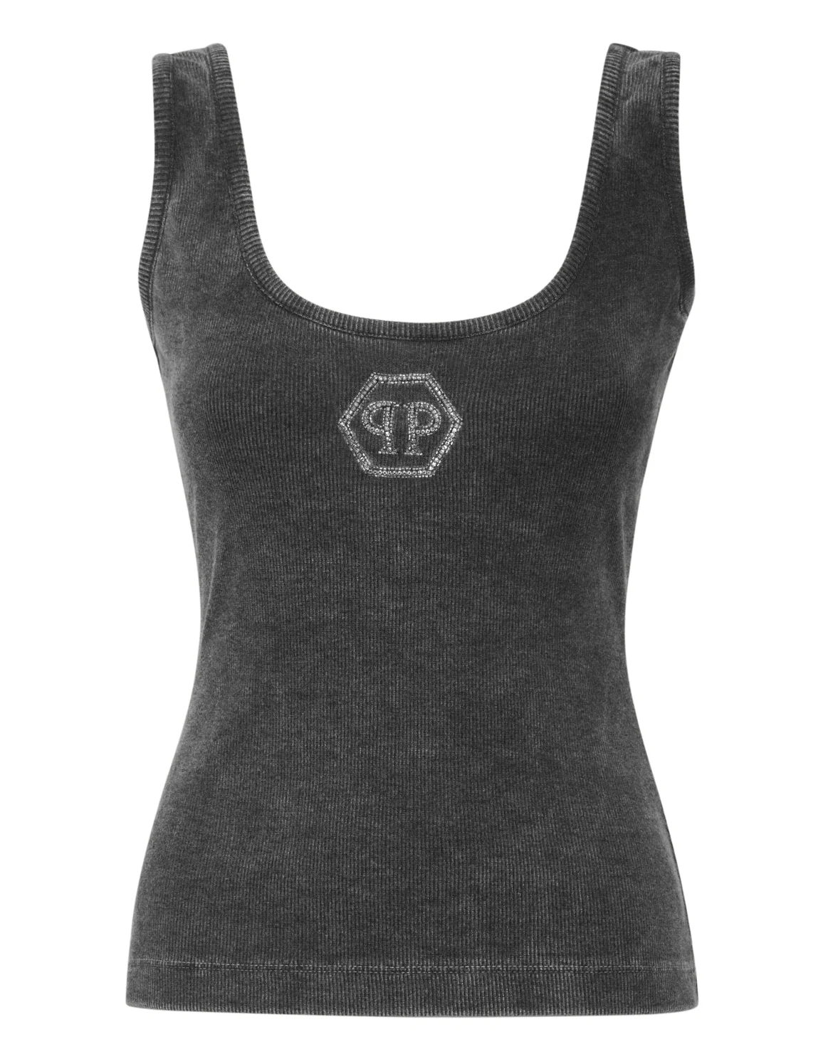 Rib Tank Top Stones Wash Hexagon, цвет: Серый