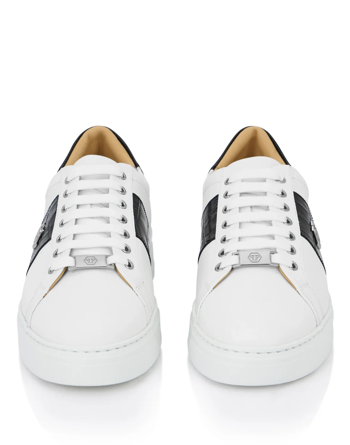Mix Leather Lo-Top Sneakers Hexagon, цвет: Белый