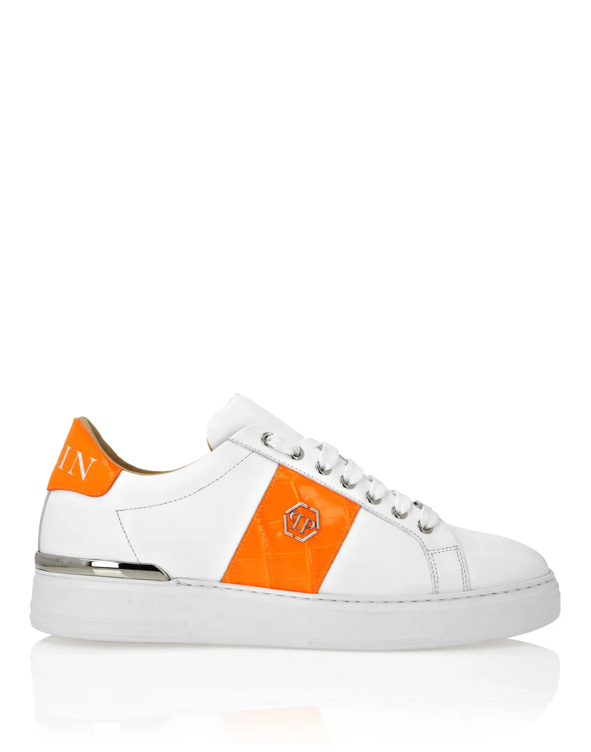 Mix Leather Lo-Top Sneakers Hexagon, цвет: Оранжевый