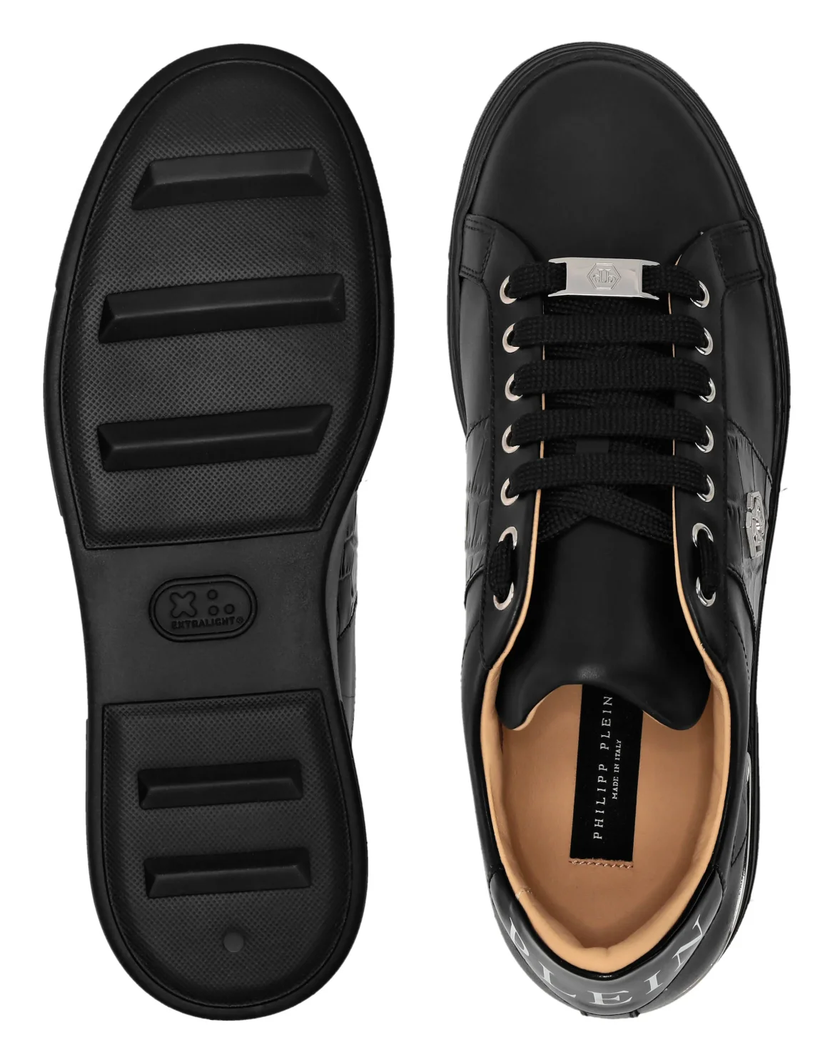 Mix Leather Lo-Top Sneakers Hexagon, цвет: Черный