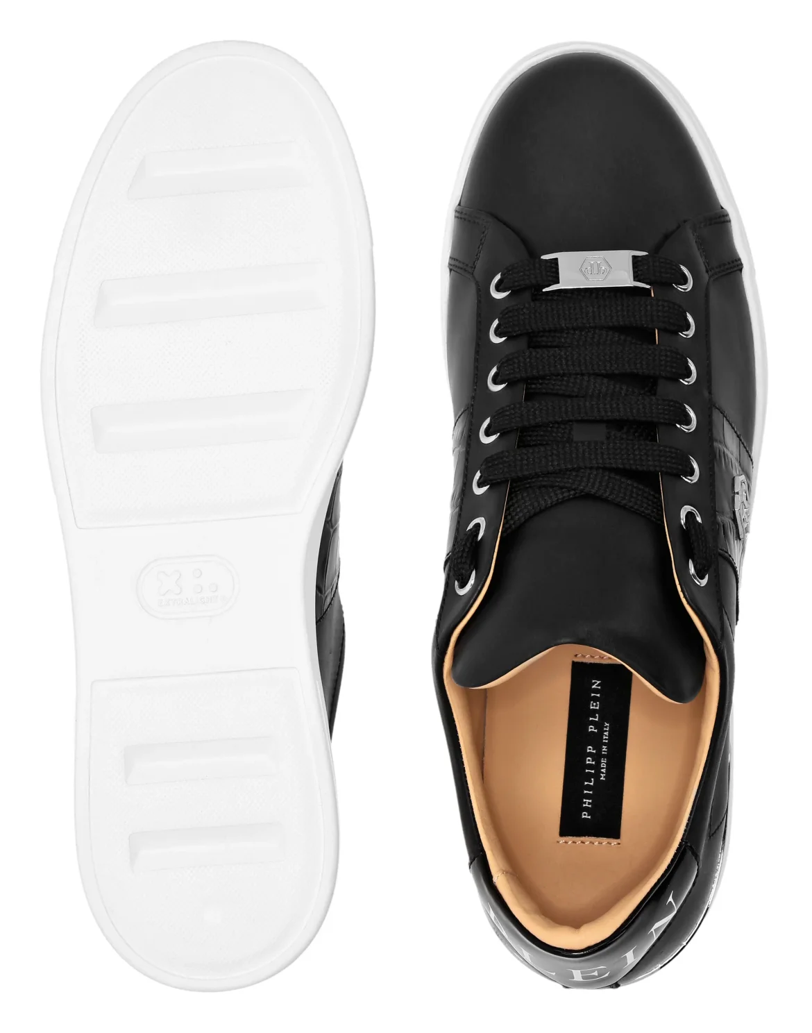 Mix Leather Lo-Top Sneakers Hexagon, цвет: Черный
