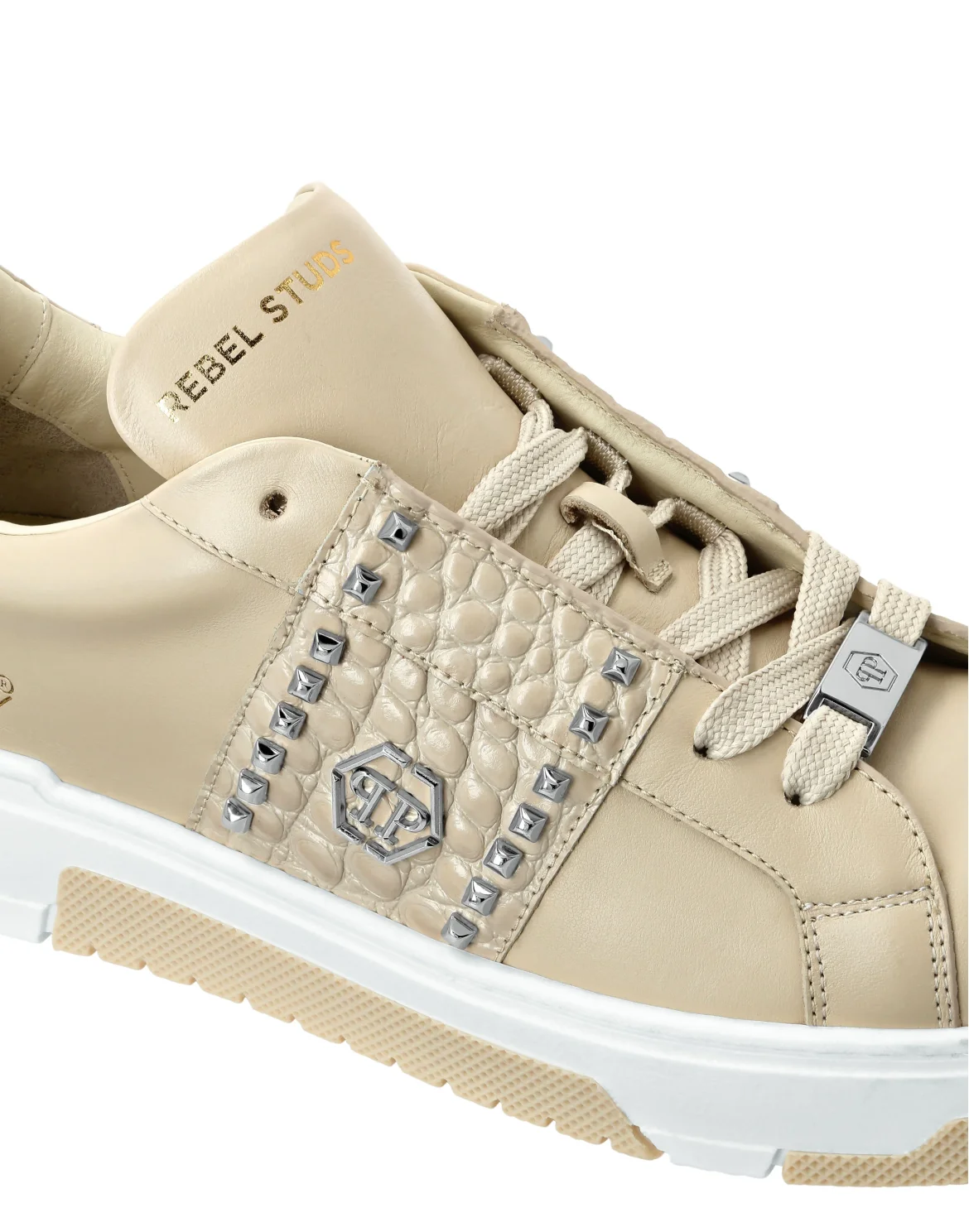 Low Top Sneakers Rebel Studs, цвет: Бежевый
