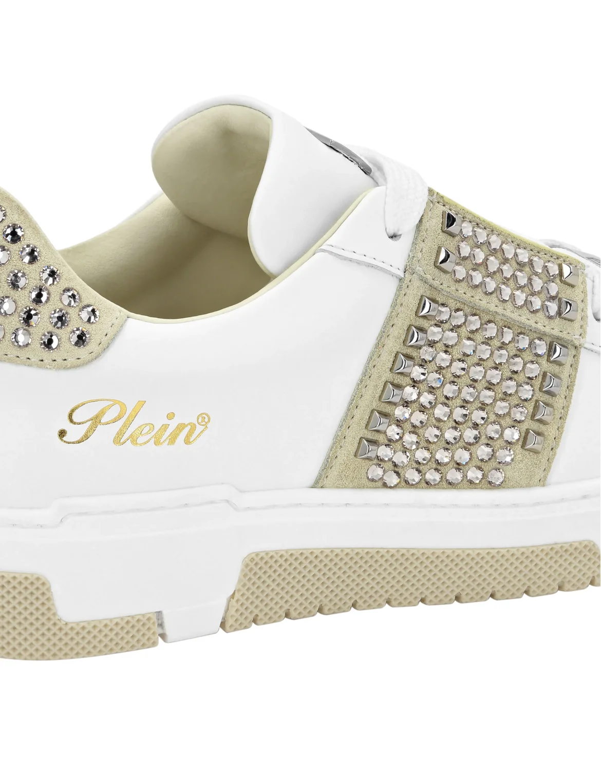 Low Top Sneakers Strass Studs, цвет: Бежевый
