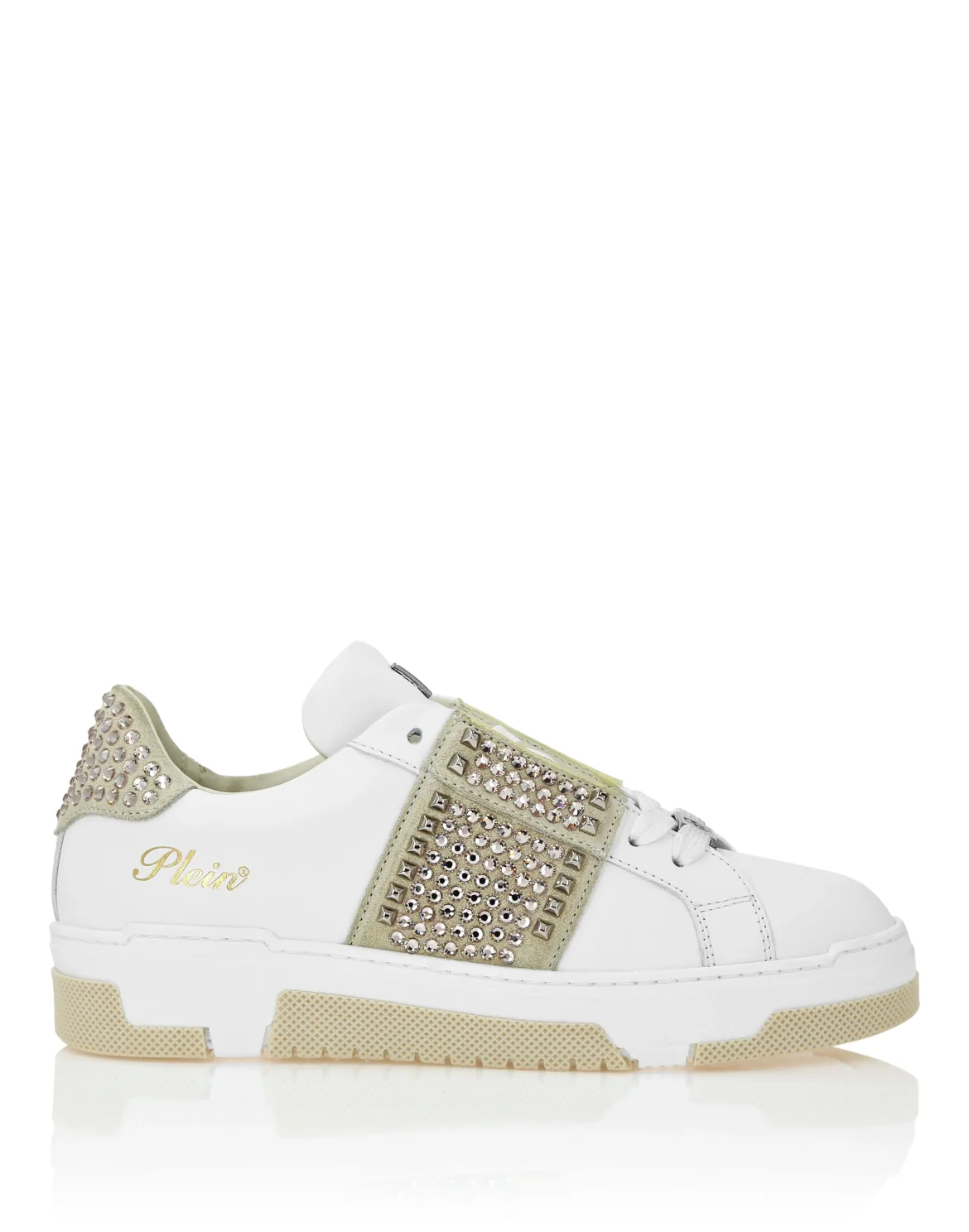 Low Top Sneakers Strass Studs, цвет: Бежевый