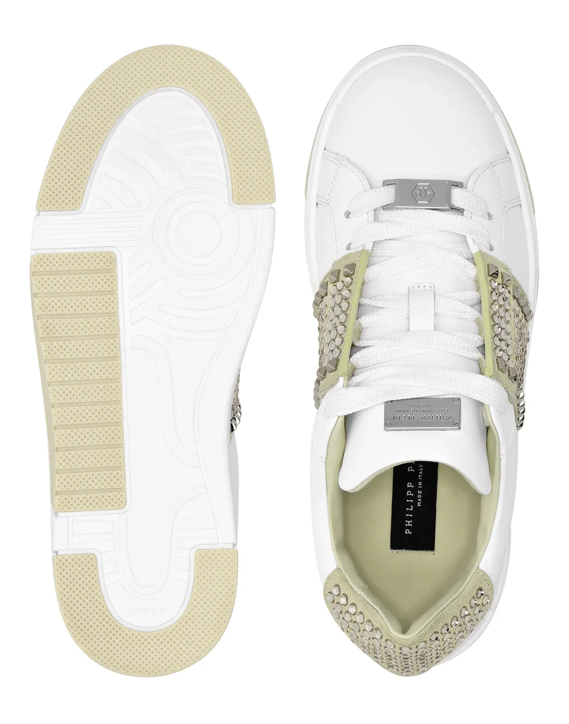 Low Top Sneakers Strass Studs, цвет: Бежевый