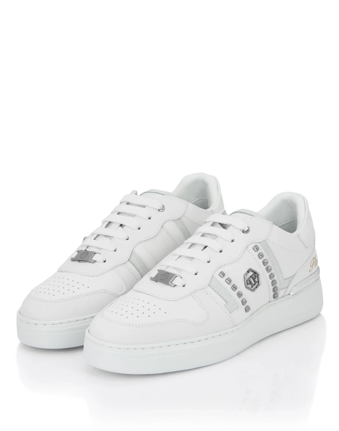 Low Top Sneakers Mix Cut Studs, цвет: Белый