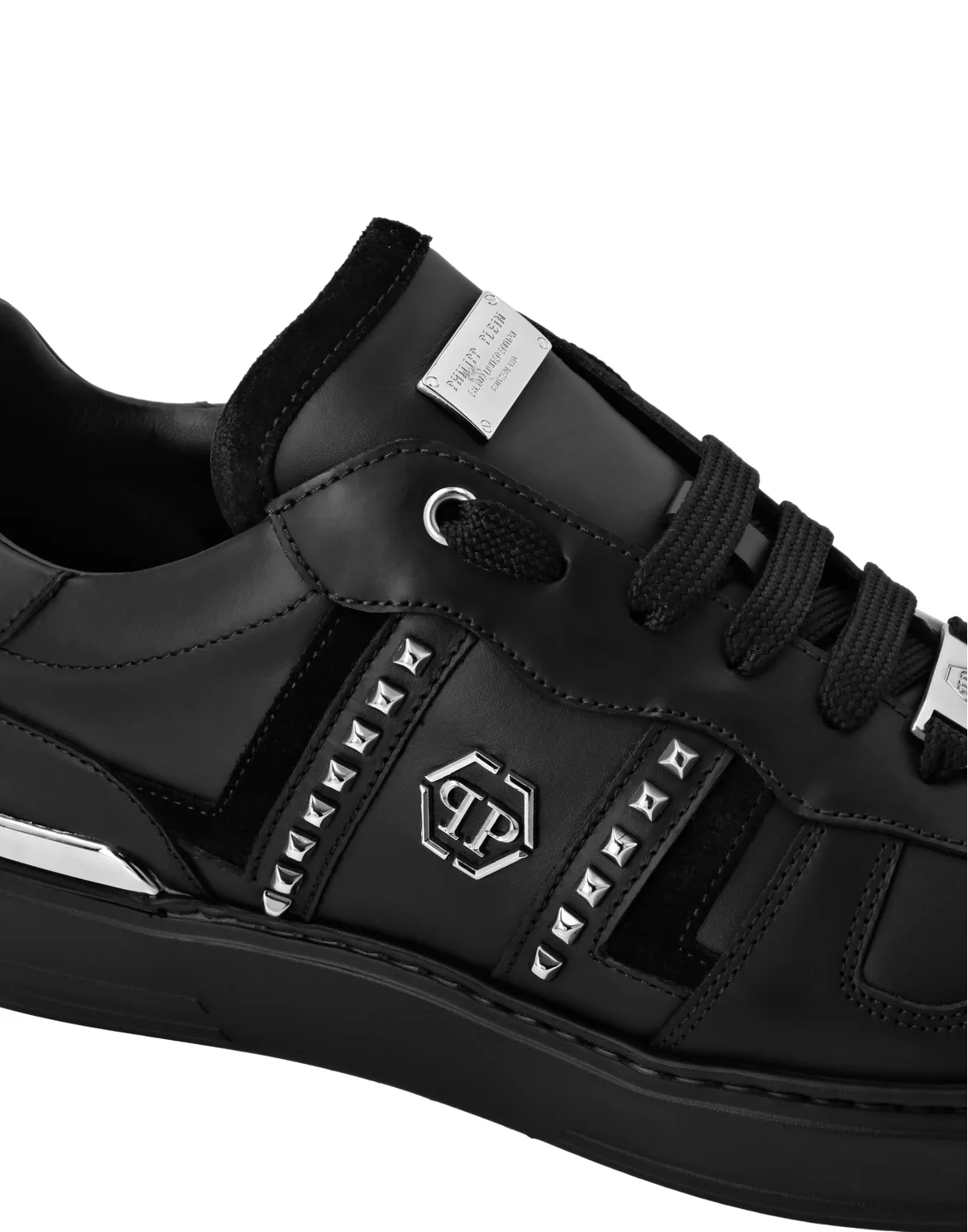 Low Top Sneakers Mix Cut Studs, цвет: Черный
