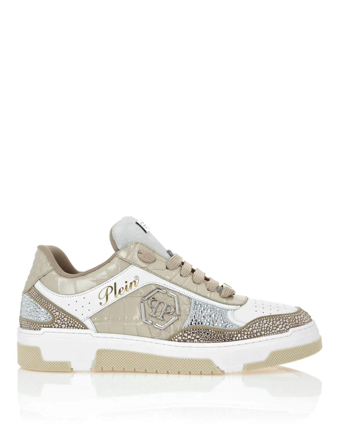 Low Top Sneakers Mix Strass Cocco, цвет: Бежевый