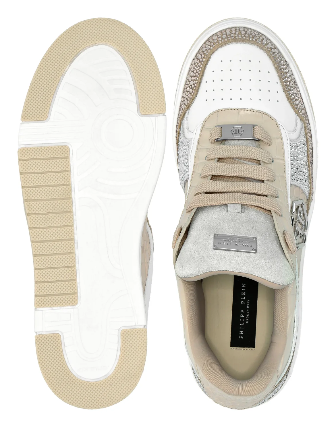 Low Top Sneakers Mix Strass Cocco, цвет: Бежевый