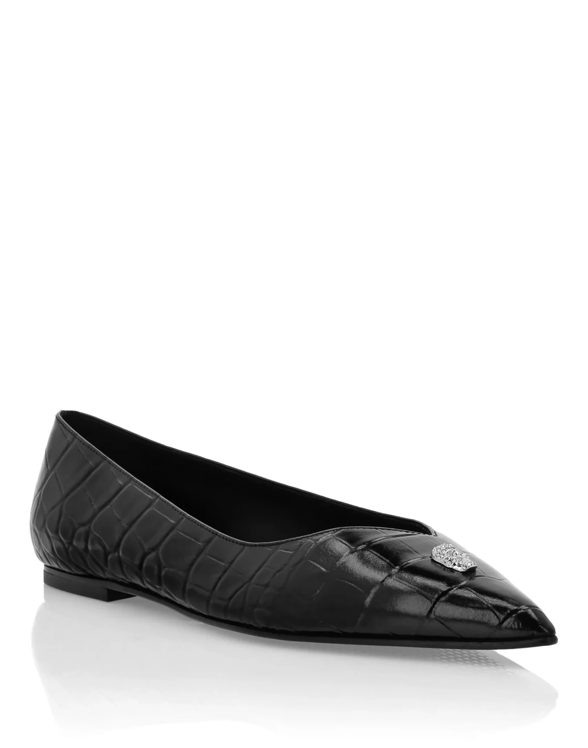 Asymmetric Ballerina Flats Skull, цвет: Черный