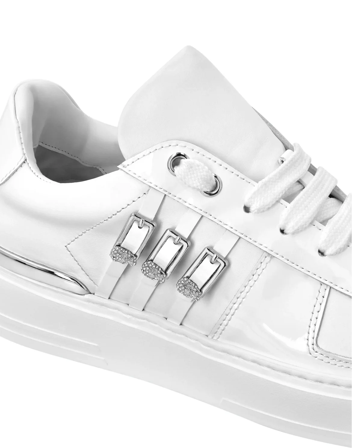 Low Top Sneakers Belts Skull, цвет: Белый