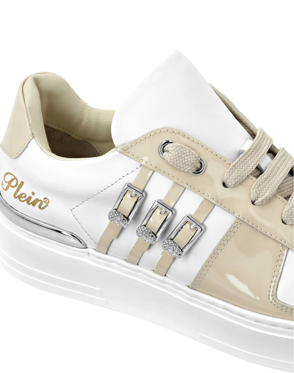 Low Top Sneakers Belts Skull, цвет: Бежевый