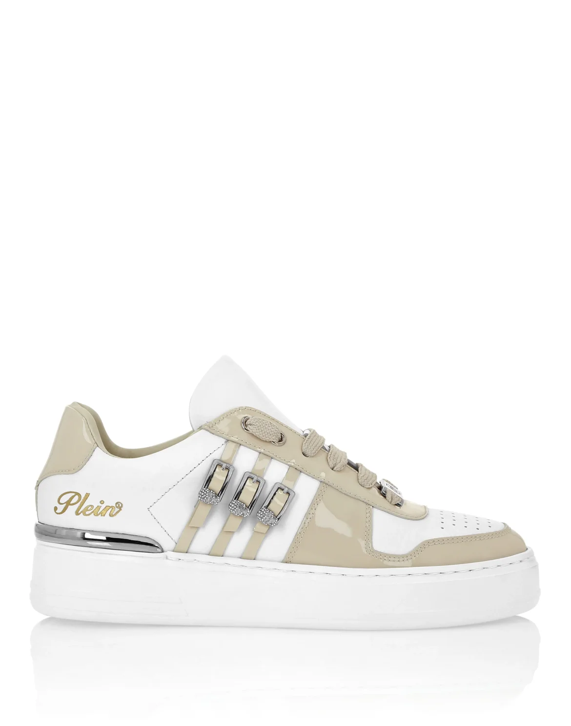 Low Top Sneakers Belts Skull, цвет: Бежевый
