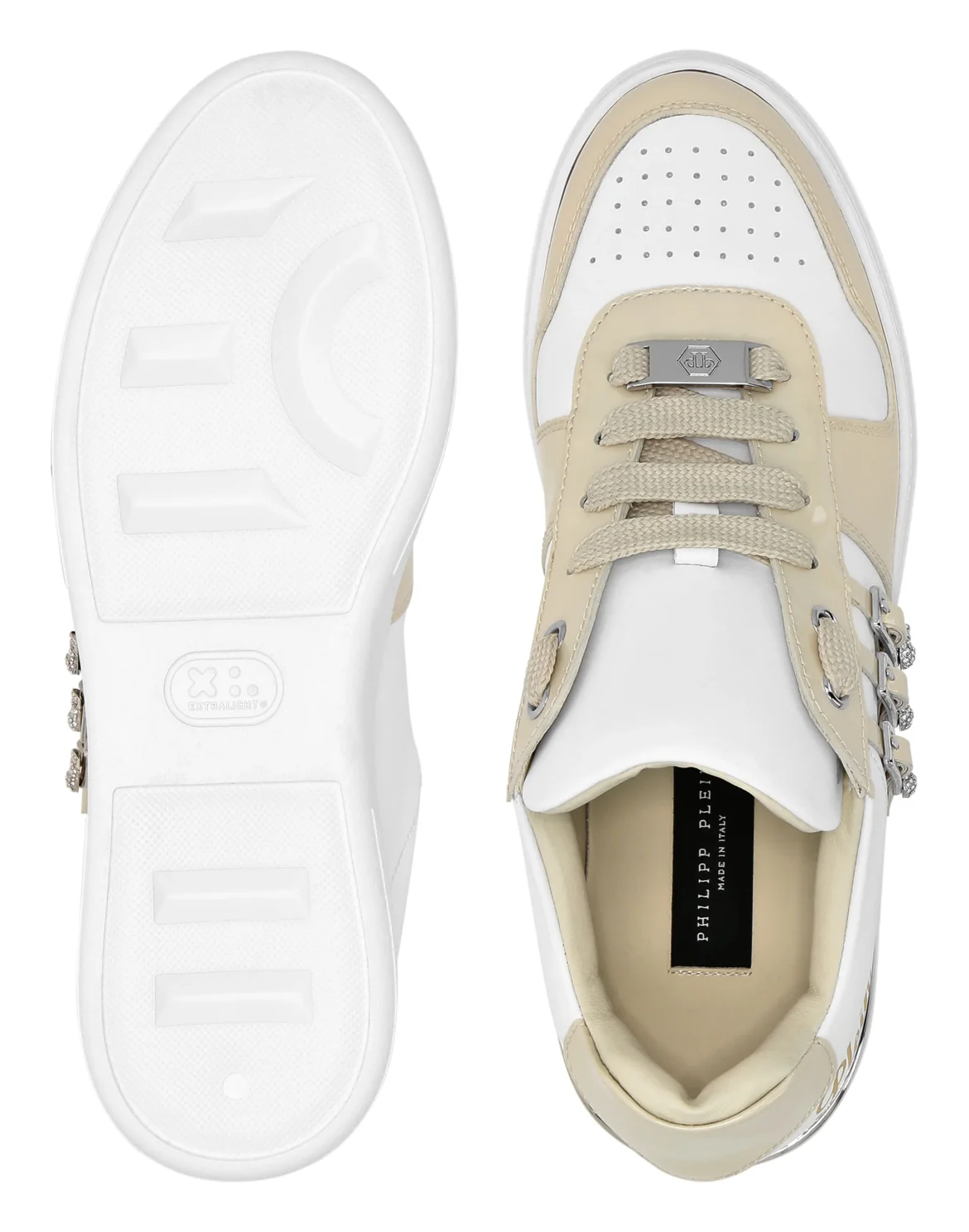 Low Top Sneakers Belts Skull, цвет: Бежевый