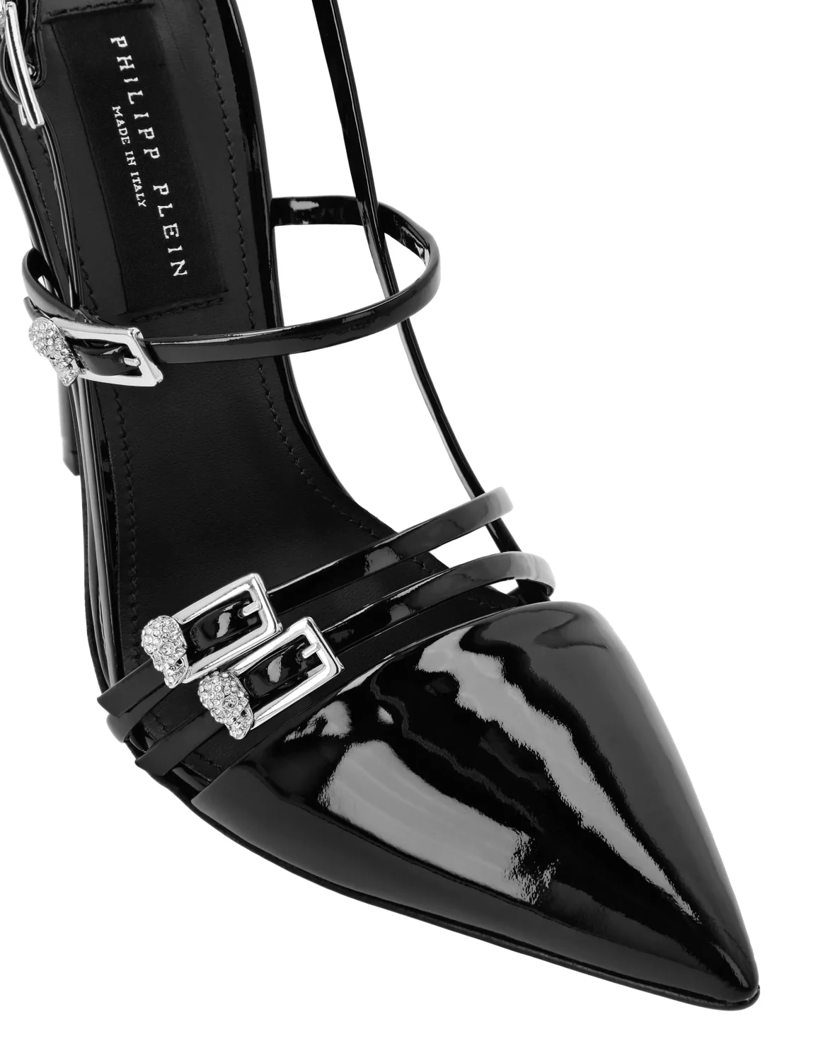Multi-Strap High-Heel Slingbacks 12 Skull, цвет: Черный