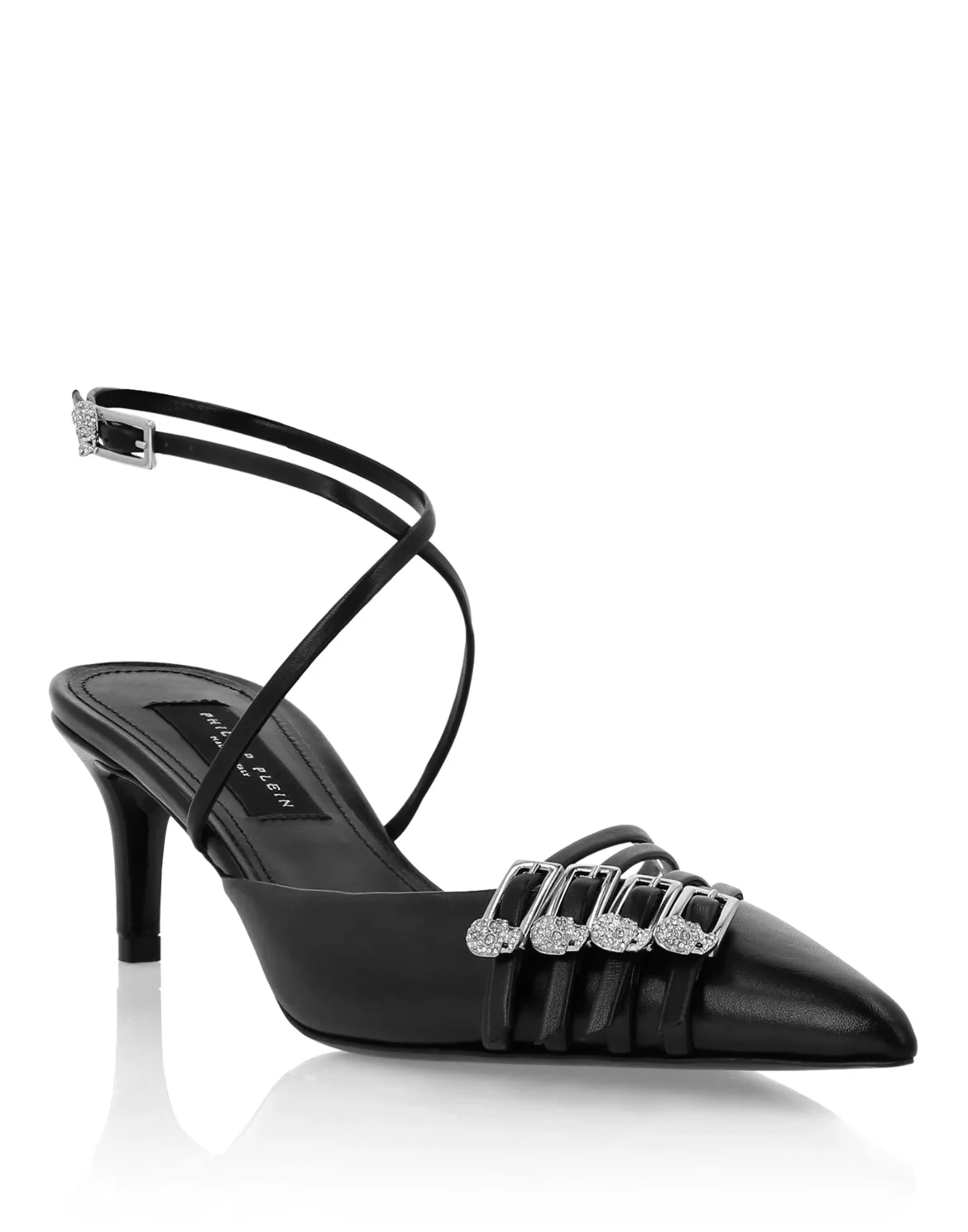 Multi-Strap Crossing Mid Heels 5, цвет: Черный
