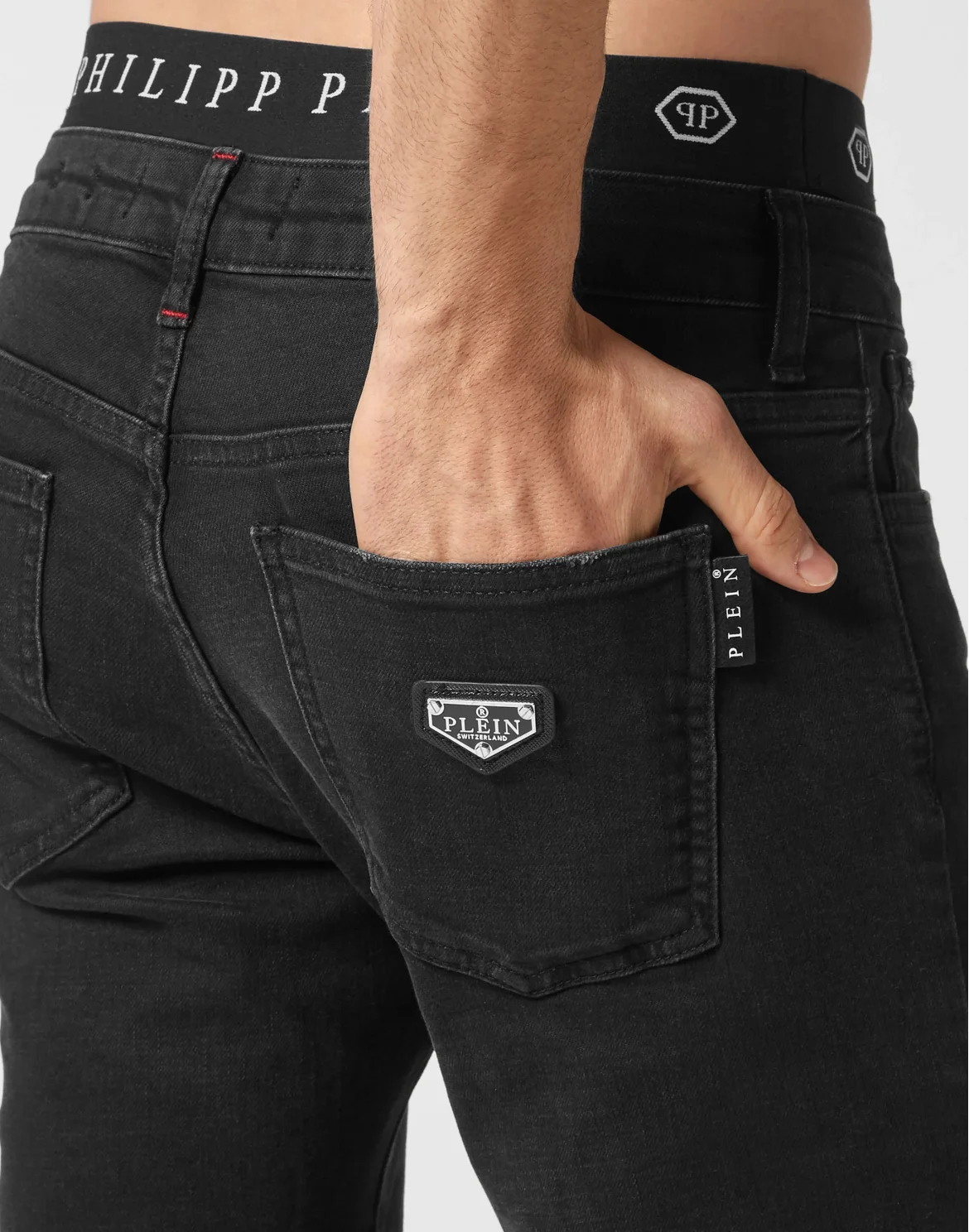 Denim Trousers Slim Fit Basic, цвет: Черный