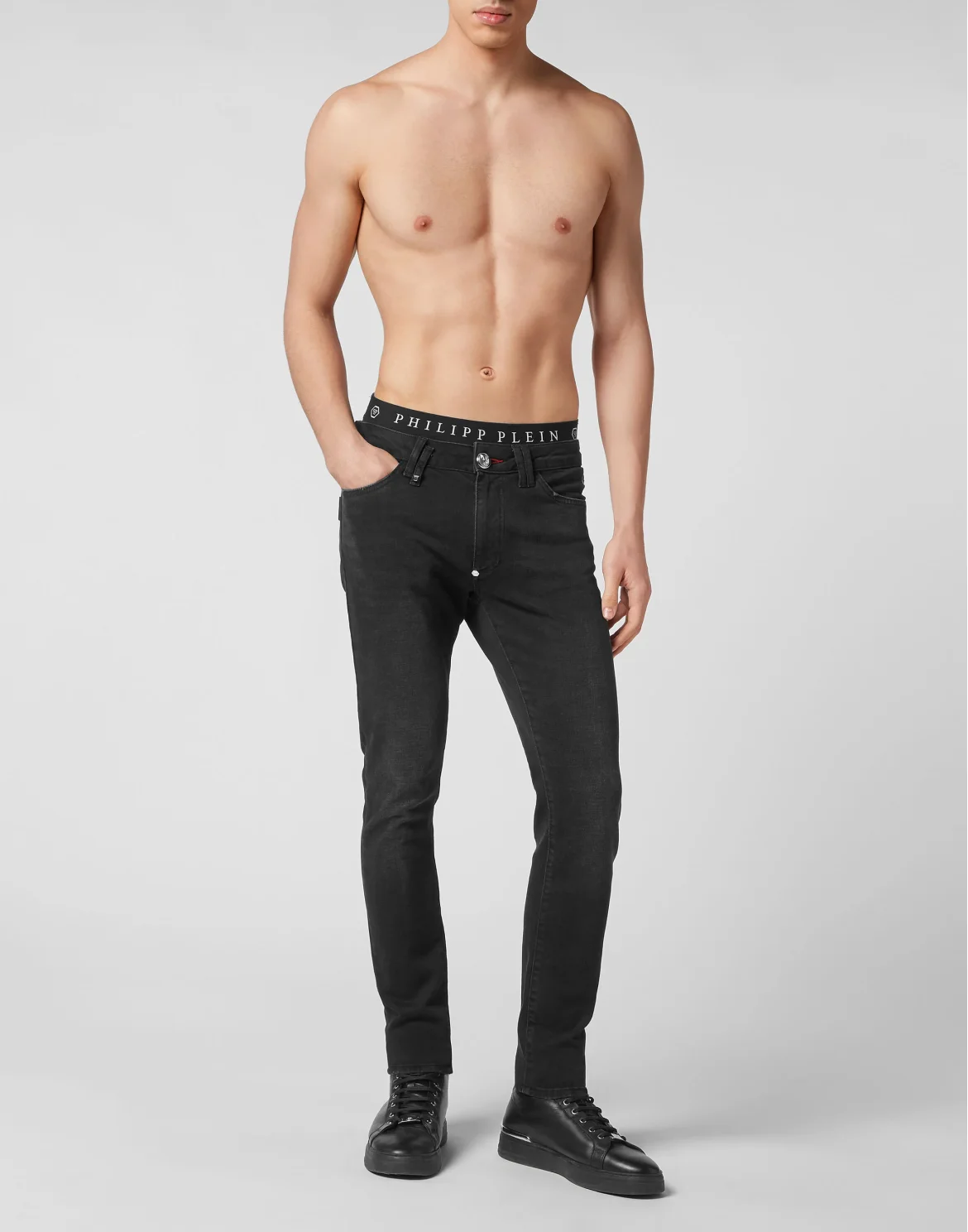 Denim Trousers Slim Fit Basic, цвет: Черный