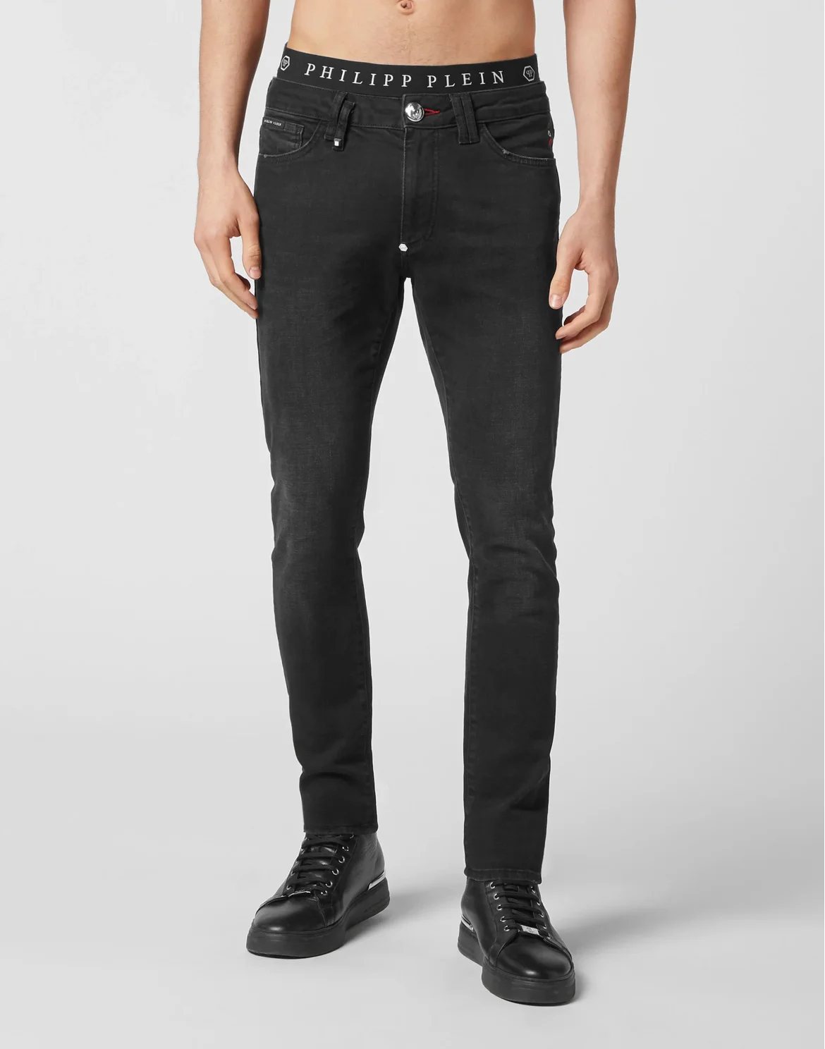 Denim Trousers Slim Fit Basic, цвет: Черный