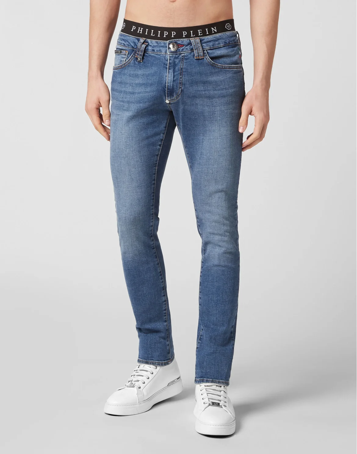 Denim Trousers Slim Fit Basic, цвет: Синий