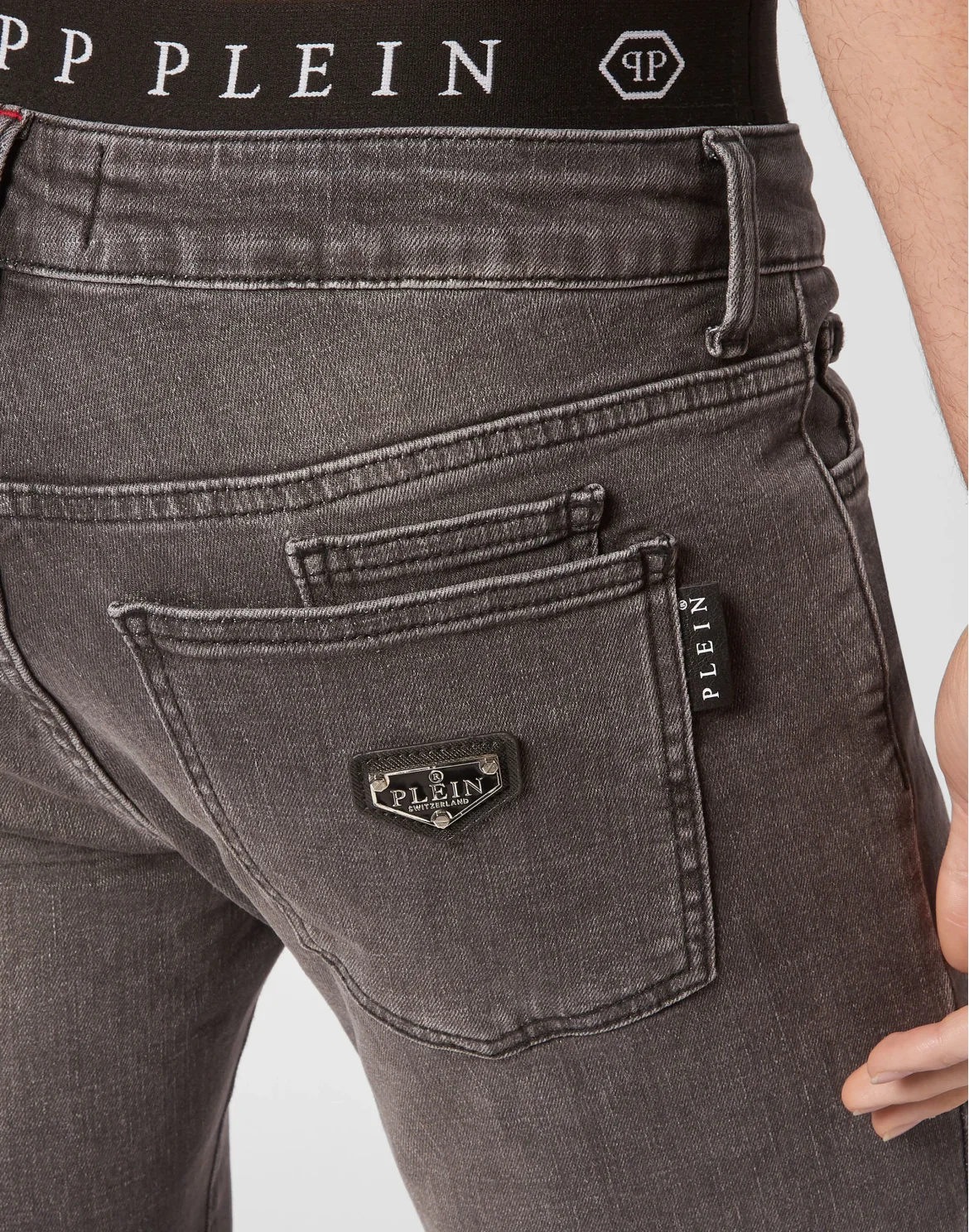 Denim Trousers Slim Fit Basic, цвет: Серый