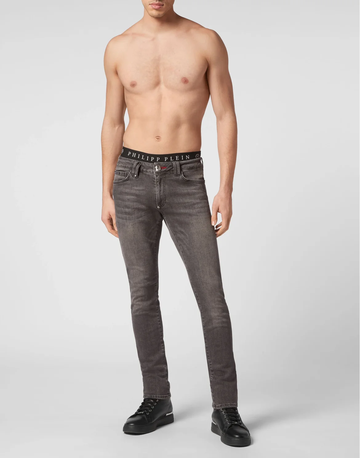 Denim Trousers Slim Fit Basic, цвет: Серый