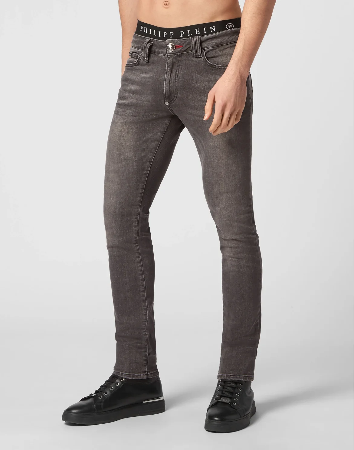 Denim Trousers Slim Fit Basic, цвет: Серый