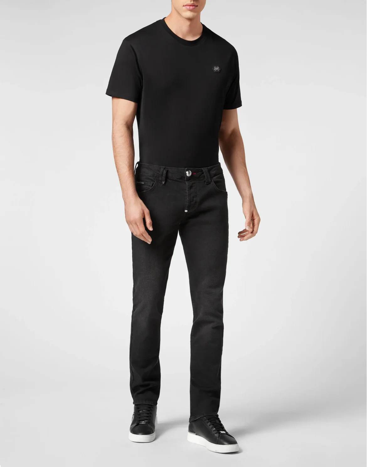 Denim Trousers Straight Cut Supreme Iconic Plein Basic, цвет: Черный